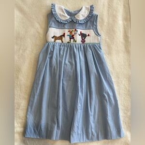 Blue Gingham Smocked “Circus” Dress